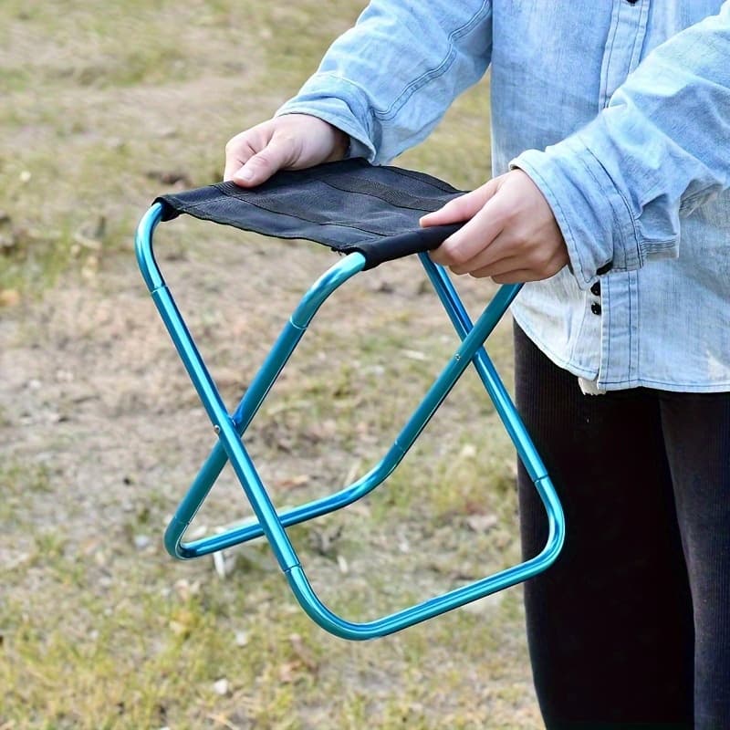 TEMU Lightweight And Durable Folding Chair, Suitable For Camping-aluminum Alloy Frame, Double Oxford Cloth, Portable Outdoor Casual Seat