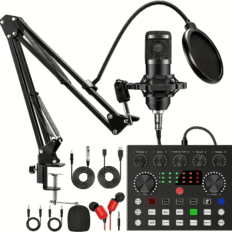 TEMU The V8s 2-in-1 Black Professional Kit, Featuring A Dj Mixer And , Is An For Recording And Live Streaming. It For An Christmas Present!