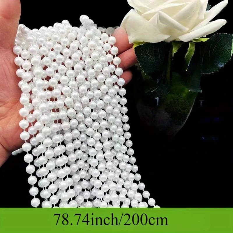 TEMU 200.0 Cm White Resin Bead Cord - Craft Chain, For Wedding Decor, Jewelry Making And Home Decoration
