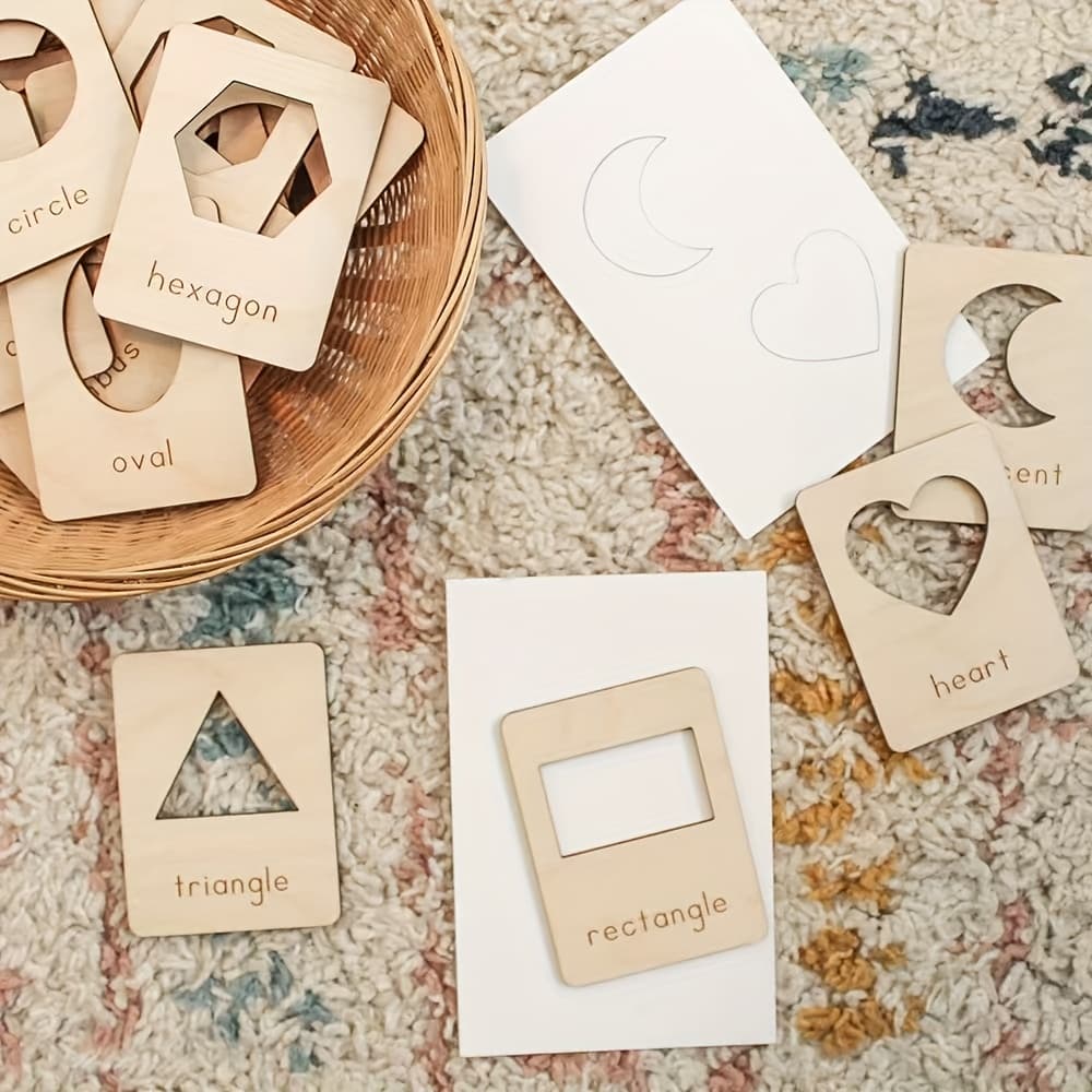 TEMU Set Of 21 Wooden Cards Designed For Shape Recognition, Ideal For Seniors And Individuals With 's Or Dementia To Enhance Their Cognitive And Manual Skills Through Activities