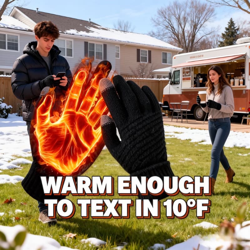 TEMU Two-piece Set Warm Thickened Winter Gloves For Men Women - Touchscreen Windproof, Couples Gifts For Christmas, Essential Outdoor Gear, Perfect Christmas Gift For Boyfriend Girlfriend