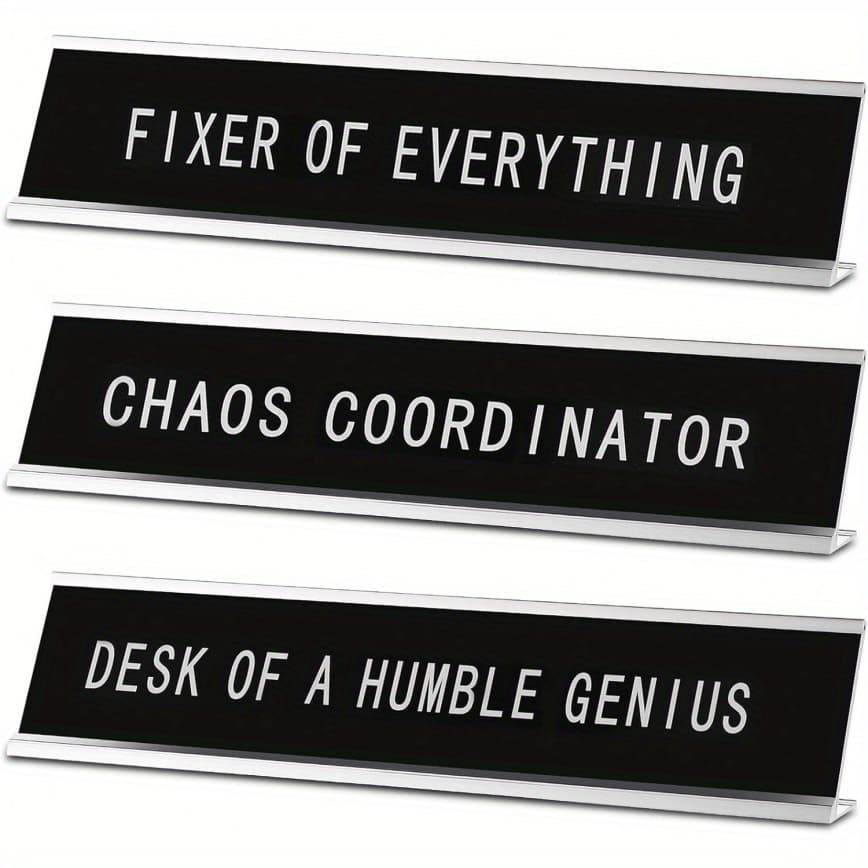 TEMU Set Of 3 Humorous Desk Signs For A , Perfect For A Decoration. Aluminum Plaques Measure 8x2 Inches And Make A Great Gift For Managers And Coworkers
