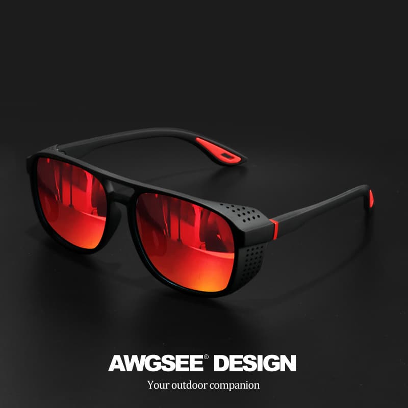 TEMU Circular Polarized Steampunk Sports Glasses - Stylish Polarized Running Glasses - Ideal For Fishing And Driving, Durable Side Cutout Frame, Hd Lenses，sunglasses