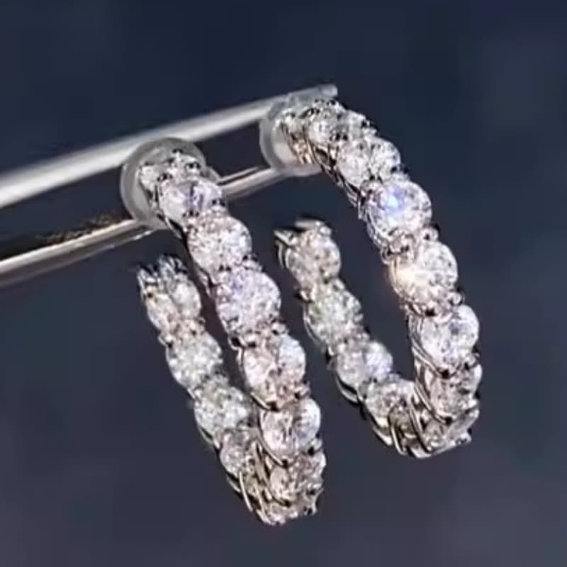 TEMU 1 Pair Sparkling Hoop Earrings For Women Elegant Perfect For Daily Wear Party Ideal Valentine's Day Gift Party Additions Jewelry