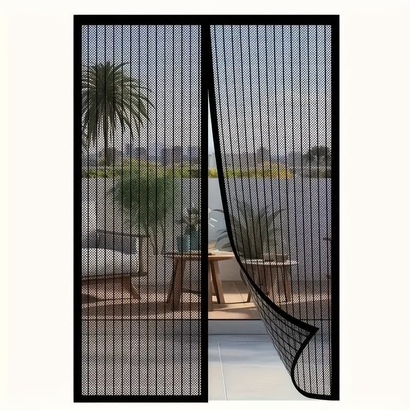 TEMU 1pc Magnetic Screen Door Curtain - Heavy-duty Insect-proof Mesh With Self-sealing Technology, Without Tools, Suitable For All , Ideal For Bedrooms And Living Rooms