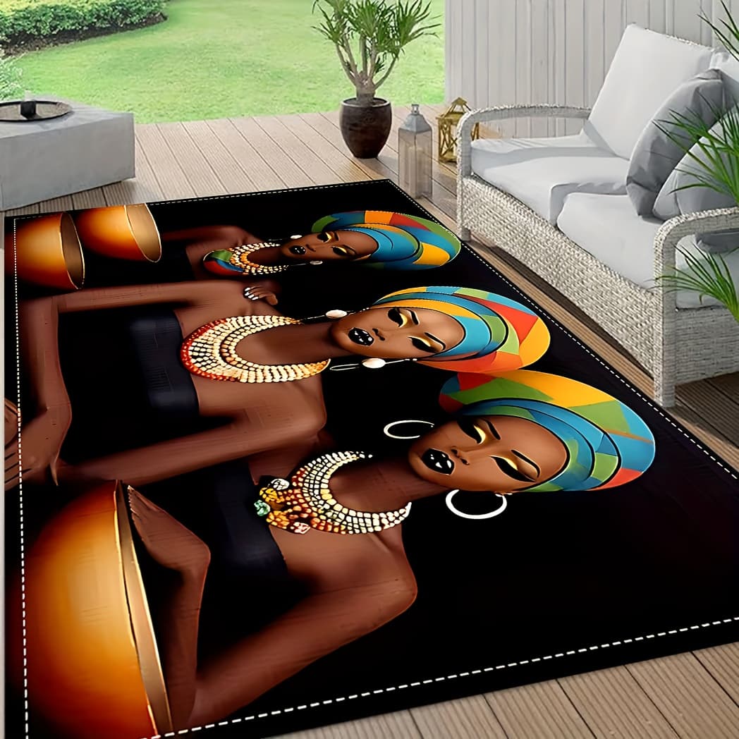 TEMU A Cozy 31x20in/78x50cm Mat Showcasing A Woman African , Designed To Be Non-slip And Washable, Perfect For , Living Rooms, Bedrooms, Bathrooms, , And Patios, A Stylish Touch To Home Decor