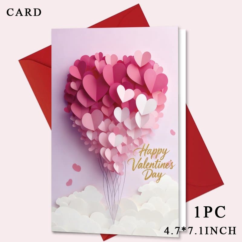 TEMU 1pc 4.7 X 7.1 Inch 's Day Card, Happy Valentine's Day, With Decorative Elements Such As , Suitable For , Valentine's Day Card, Sturdy And Durable Paper, Colors