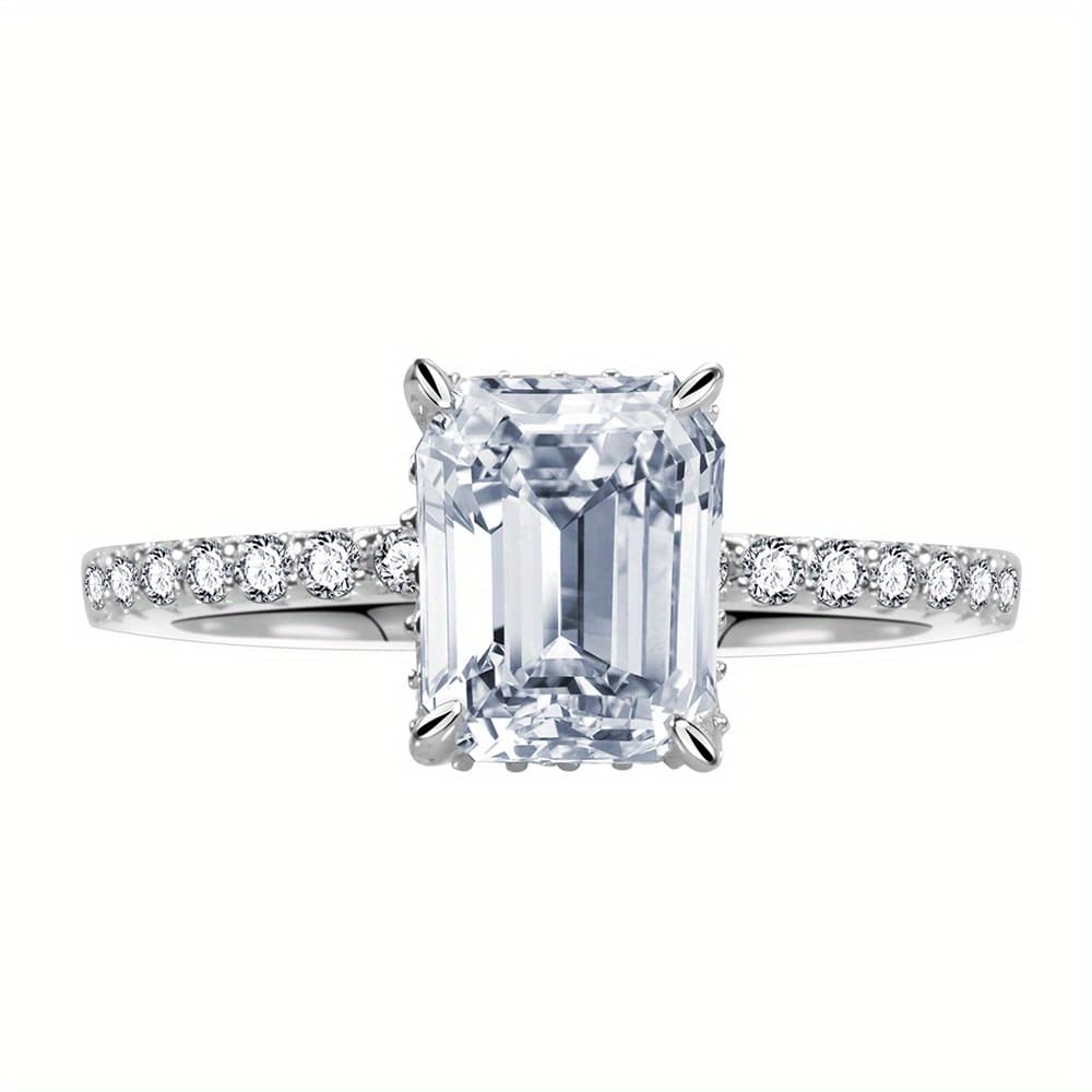 TEMU Luxurious Classic Women's Moissanite 2-carat Ring Vvs1 Moissanite S925 Silver Pure Silver Material Plated Women's Wedding Engagement Ring Suitable For Birthday And Anniversary Gifts With Gift Box