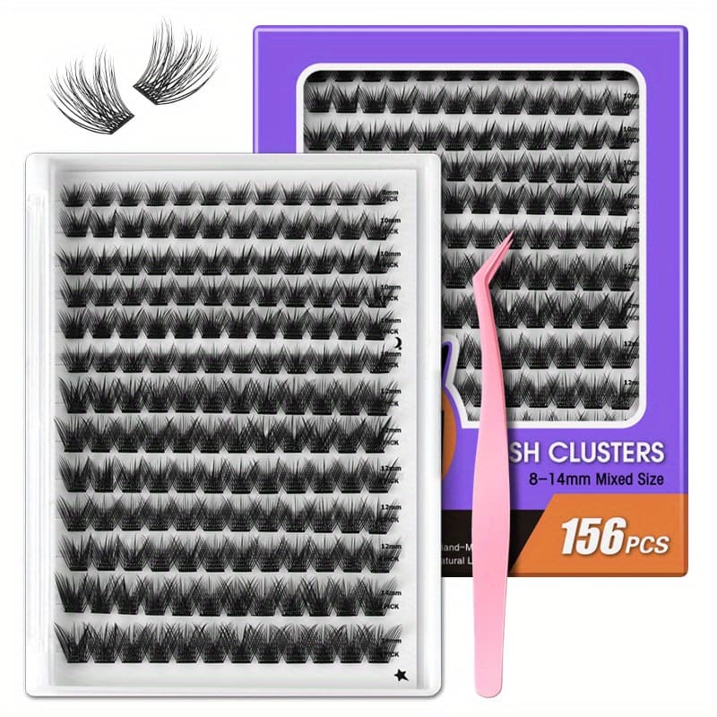 TEMU 156pcs, 8-14mm 3d Cross Cluster Lashes - Mixed Length False Eyelashes For Salon Effect At Home, Fits All Eye Shapes, Comfortable & Natural Look For Daily/ Party Wear Gift For Mom