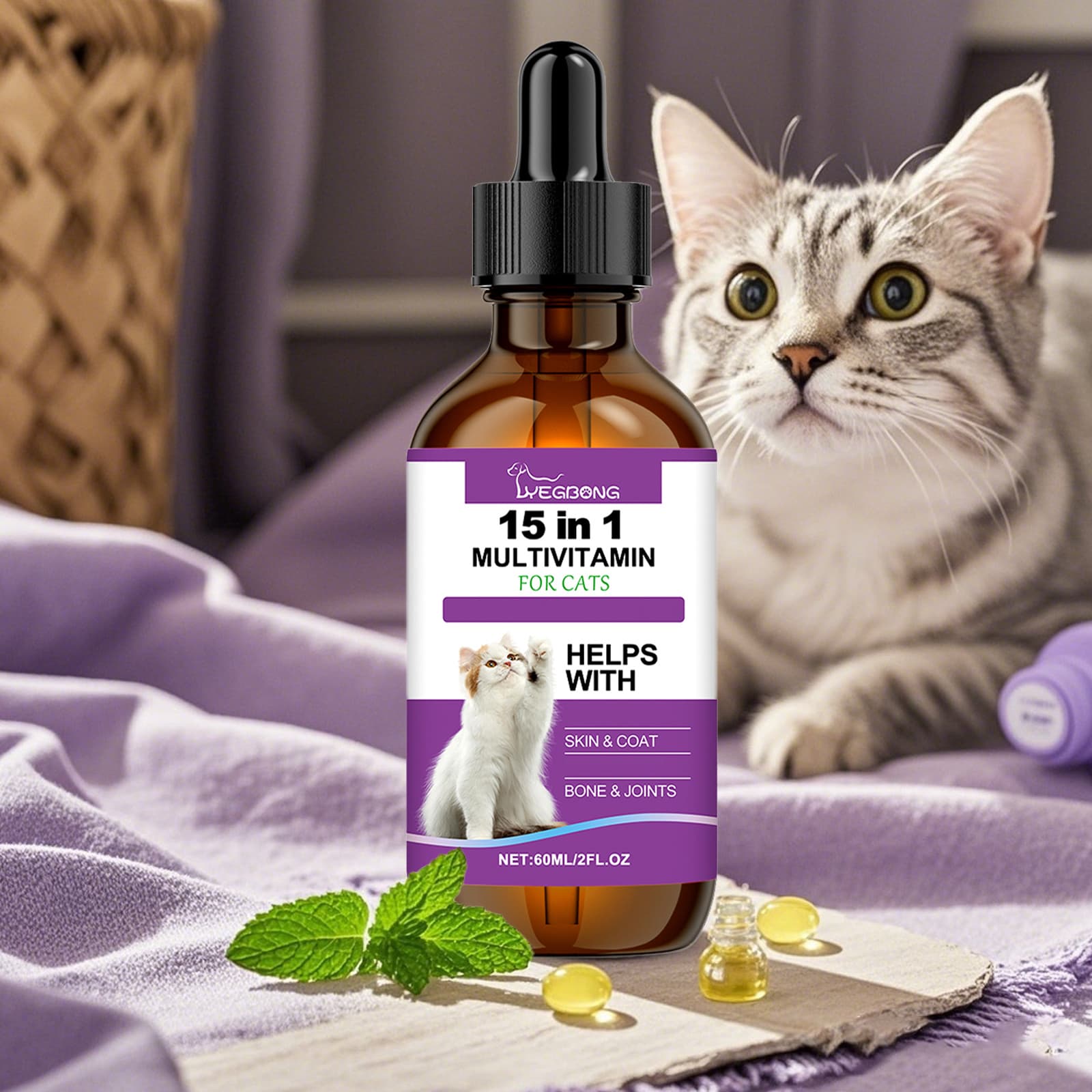 TEMU 2.03oz Pet Cat Vitamin Drops - Full Assortment Of To Your Pet'|vivid Packaging| Supplements. With Drops And A Great Gift For Your Pet!