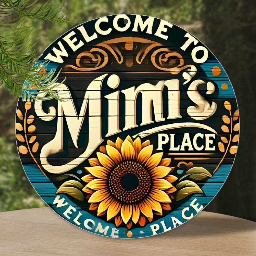 TEMU Welcome To Mimi's Sunflower Design - Metal Wall Art Round Aluminum Sign - Durable Decor For Home, Kitchen, Restaurant, Bedroom, Garden, Bathroom, Garage, Office - Easy -inch Aluminum Sign