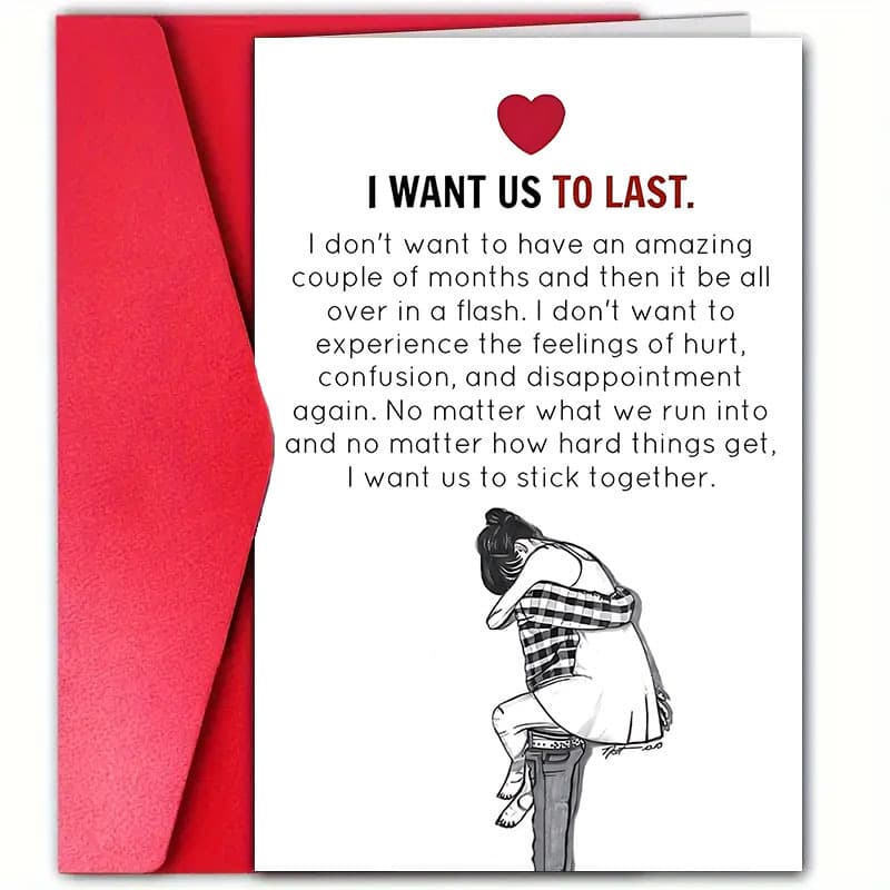 TEMU Unique Valentine's Day Card With Envelope - Perfect For Couples, Husband, Wife, Boyfriend, Girlfriend - Romantic Couple Embracing Design, Ideal For Anniversaries And Valentine's Day, Special