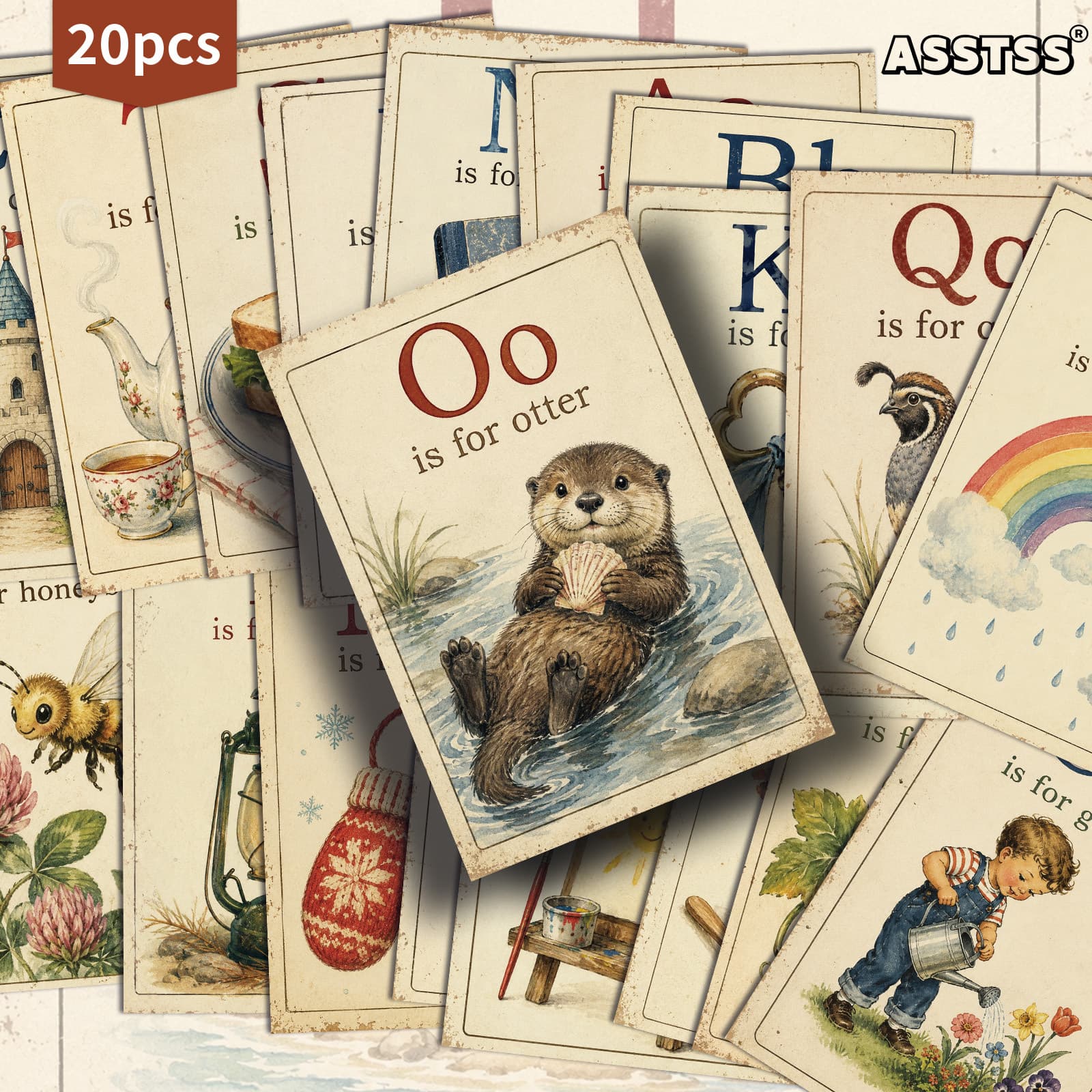 TEMU 20-pack Asstss Vintage Alphabet Cards Postcards - 4x6 Inches Retro Junk Journal Supplies, Classic Pinup Illustrations Collectible Decorative Painting Cards For Scrapbooking And Crafting