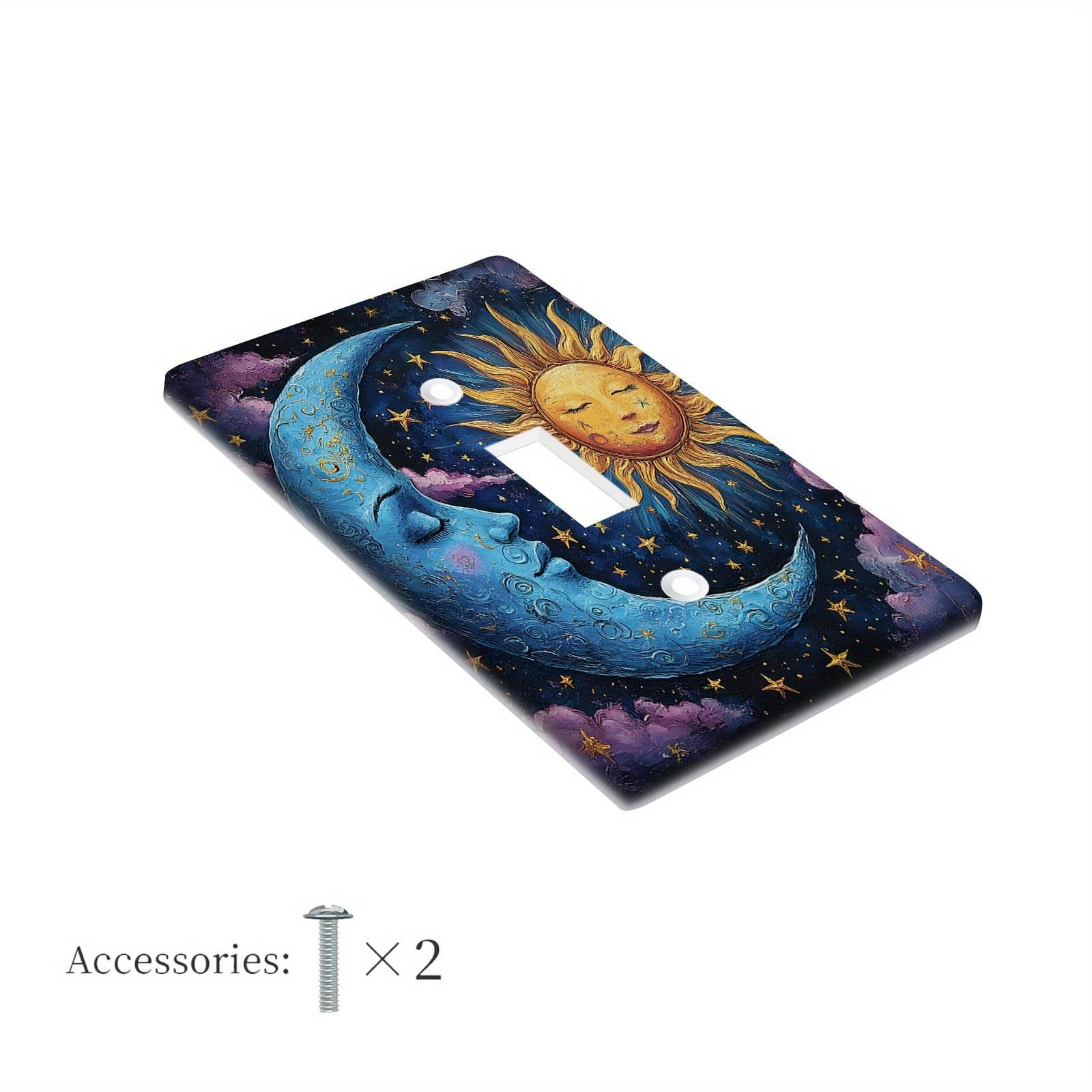 TEMU 1pc 1gang/2gang Abstract Sun And Moon Wall Plate Cover Wall Decorative For Bedroom Bathroom Kitchen