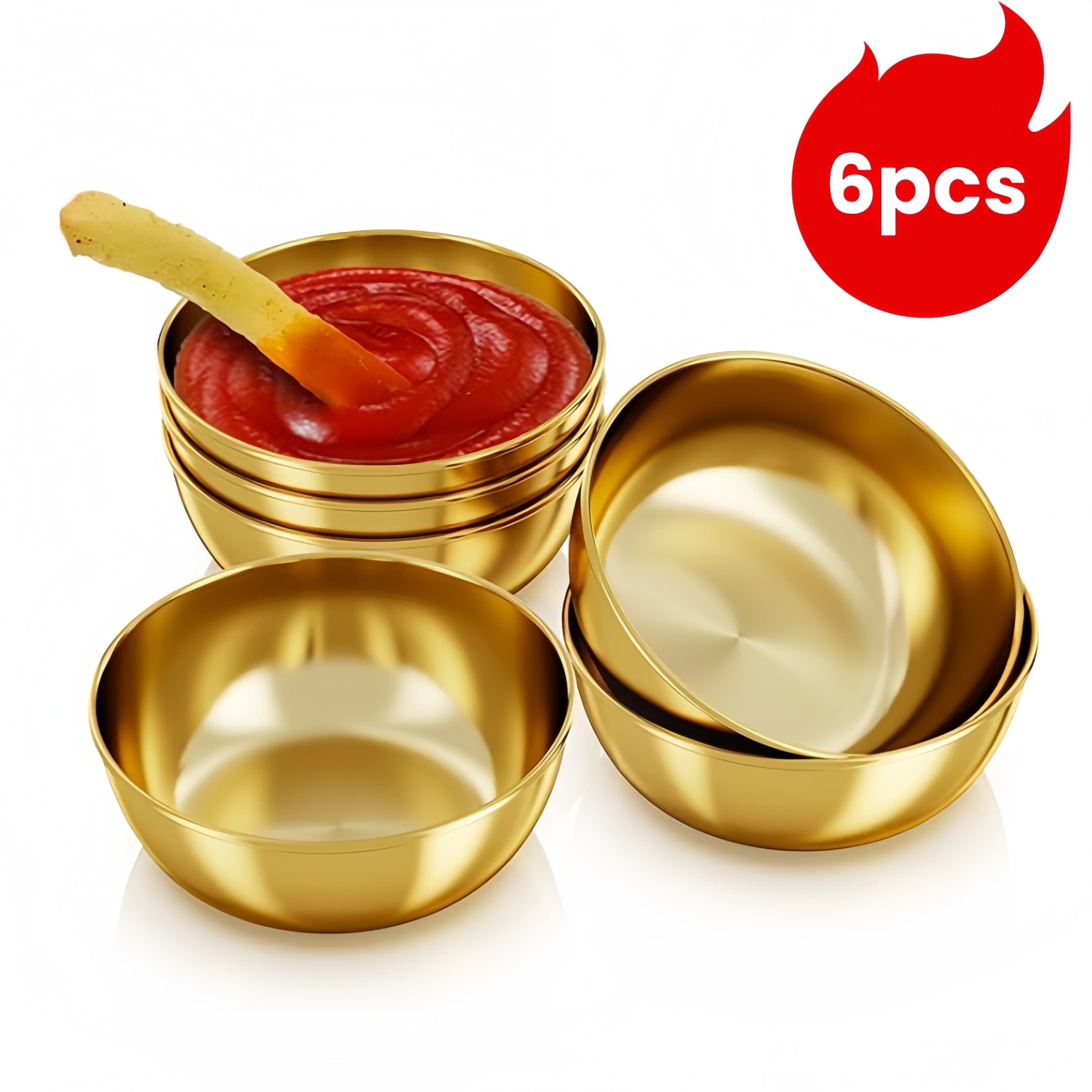 TEMU 6pcs, Stainless Steel Dipping Sauce Bowls, 3.2'' Individual Round Pinch Bowls, Small Bowls For , Sushi Dipping Bowls, Bowls For Prep, Small Condiment Bowls (golden)