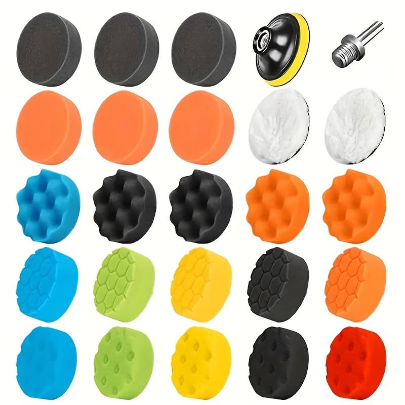 TEMU 25pcs Drill Buffing Pad Set For Cars - Foam Polishing Kit For Sanding, Waxing & Detailing