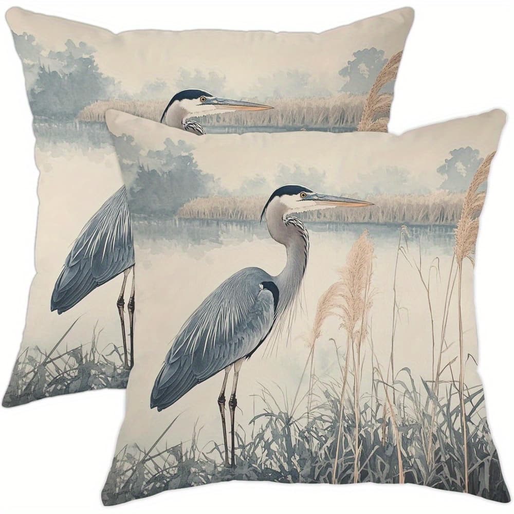 TEMU 2pcs, Blue Pillowcase Set- Soft Bird Throwing Pillowcase, Sealed Envelope, Suitable For Sofa, Living Room, Bedroom, 18x18 Inches(excluding Pillow Core), Gift.