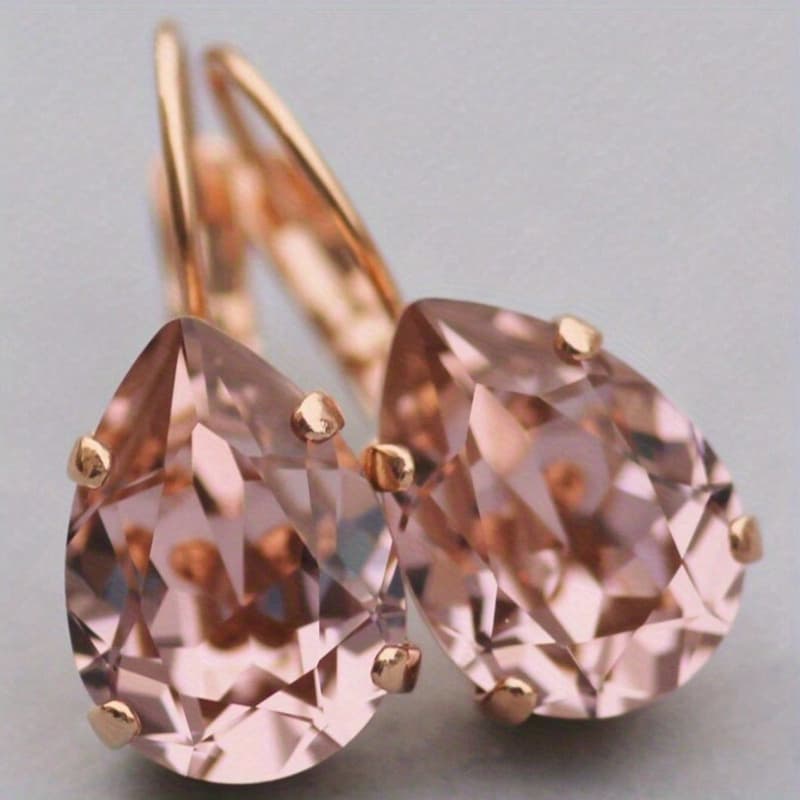 TEMU 1pair Luxury Elegant Droplet Shaped Earrings Shiny Jewelry For Daily Casual Party Wedding Gift ()