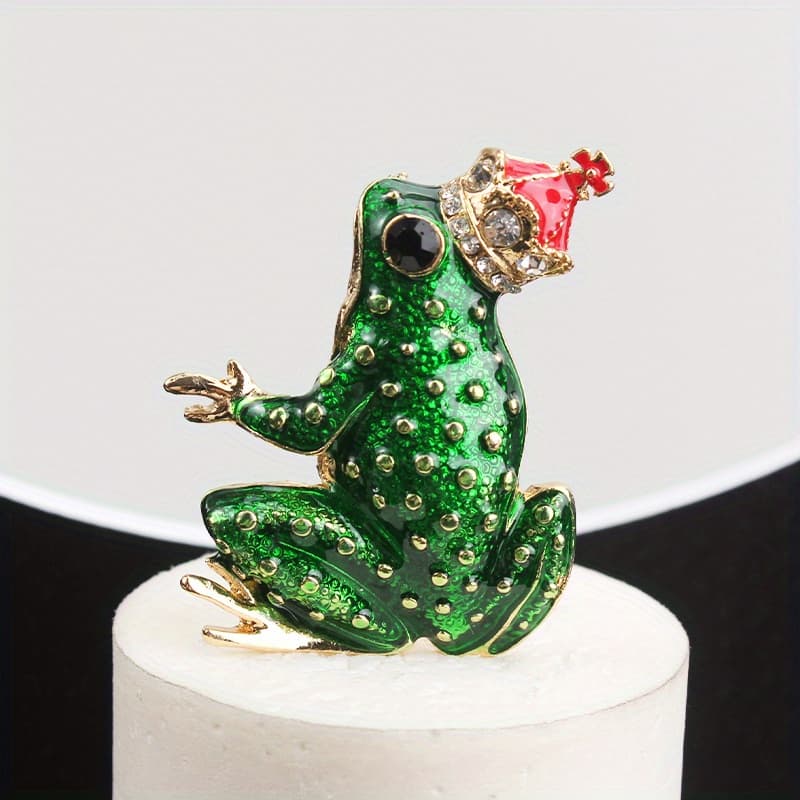 TEMU Fashion, , Personality, Fun, Enamel, Frog Brooch With Crown