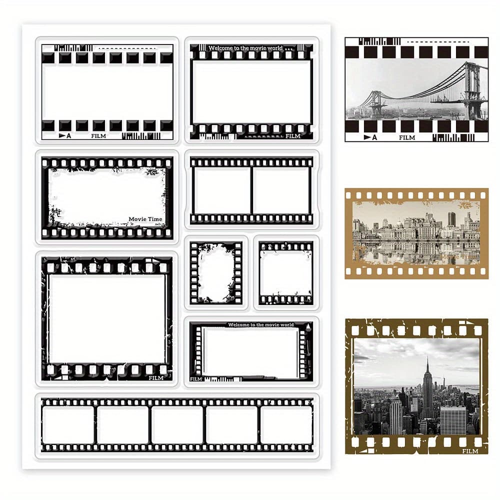 TEMU 1sheet Film Frame Clear Stamps Corner Clear Stamp Seals For Cards Making Scrapbooking Photo Journal Album Transparent Seal