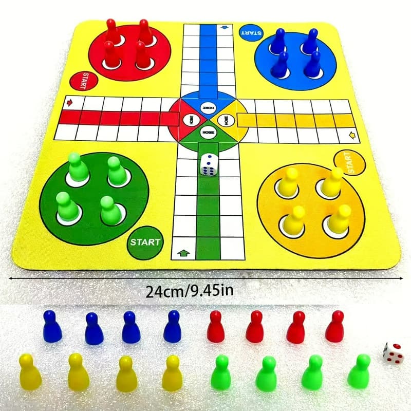 TEMU Foldable Ludo Board Game Suitable For Family & Parties - 35cm/24cm Anti-slip Rubber Mat With Ludo Board, Strategy Game For &, Portable Tabletop For, Travel, Holiday Gifts