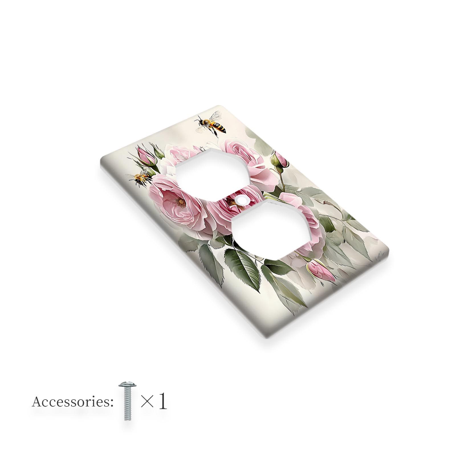 TEMU 1pc Vintage Shabby Chic Floral Wall Plate, 1gang/2gang Decorative Light For Switch Cover For Socket Outlets