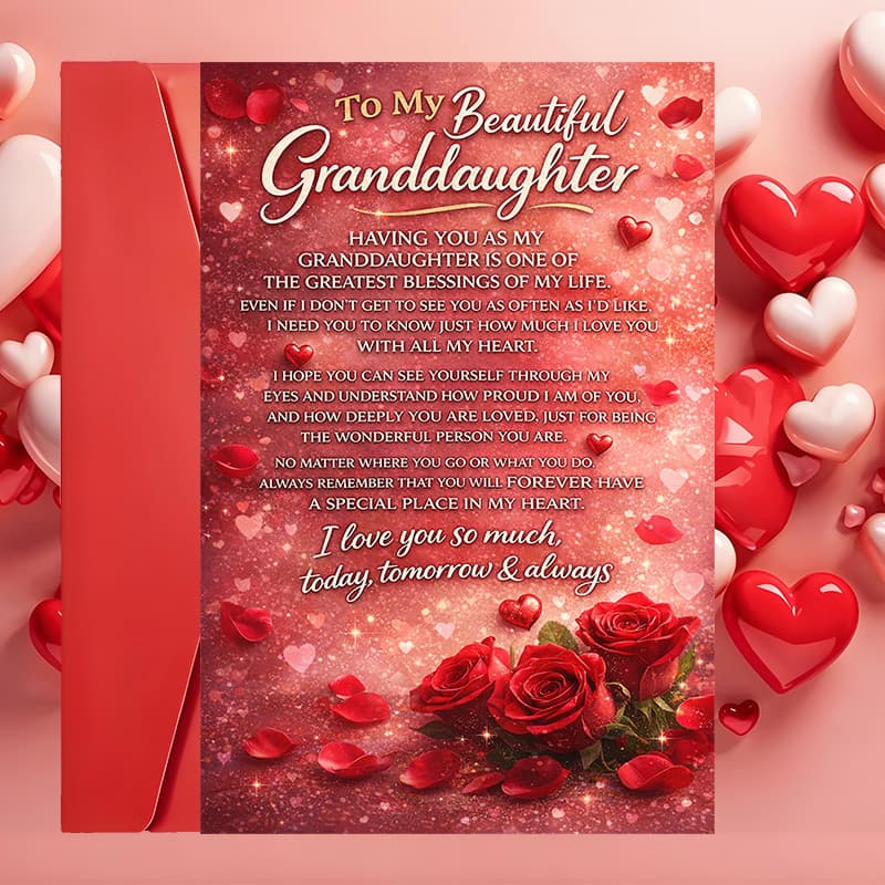 TEMU 1 Greeting Card + 1 Envelopebeautiful Granddaughter Greeting Card Message Perfect For Family Occasions Holidays And To Show Appreciation And Pride