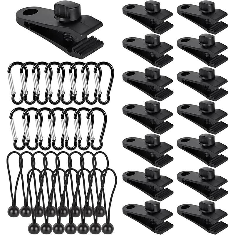 TEMU 45pcs Tent Clip Accessories, Heavy-duty Fabric Clips, Tightening Devices, Heavy-duty Locking Handles, Fasteners, Clips, Bungee Cords With Clips, Suitable For Camping Tents And Pool Cover Clips