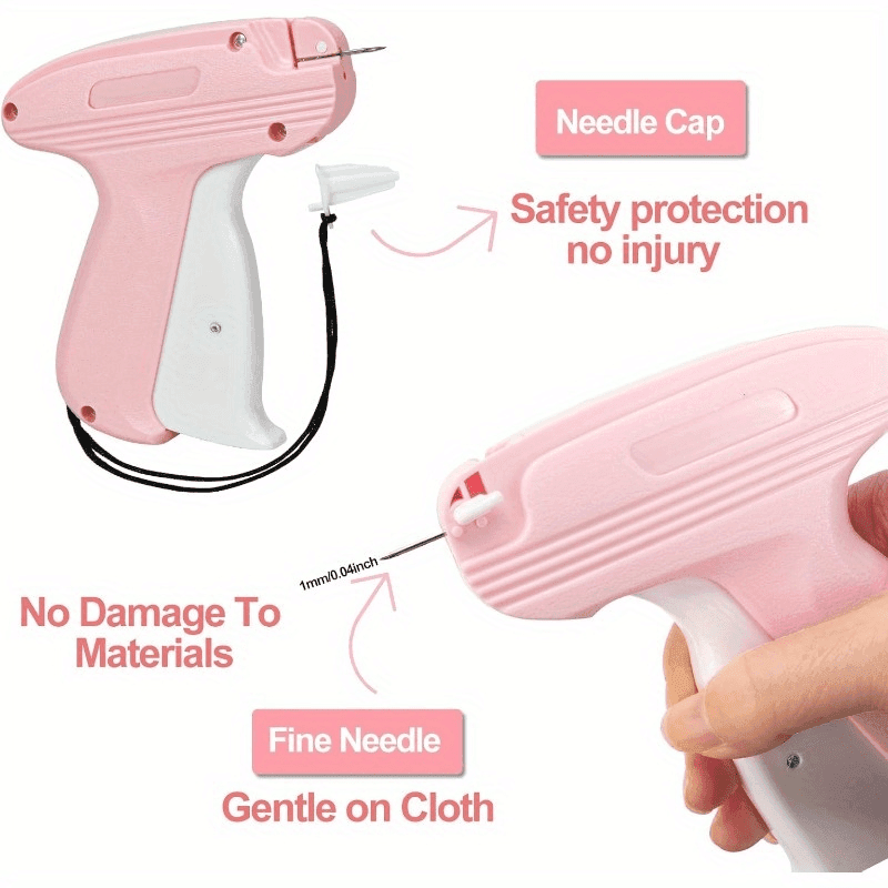 TEMU Manual Handheld Sewing Tagging Gun With Storage Box - Heavy-duty Fabric Stitching With 6 Needles & 1000 Black/ White Fasteners - Quick Clothing Fixer For Tailors, Crafting,