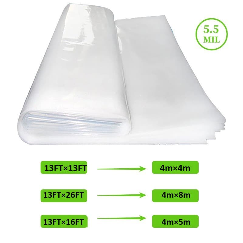 TEMU Greenhouse Plastic Sheeting 13ft X 13ft, 13ft X 26ft, 13ft X 16ft, 5.5 Mil Thickness Replacement Cover, Uv Resistant