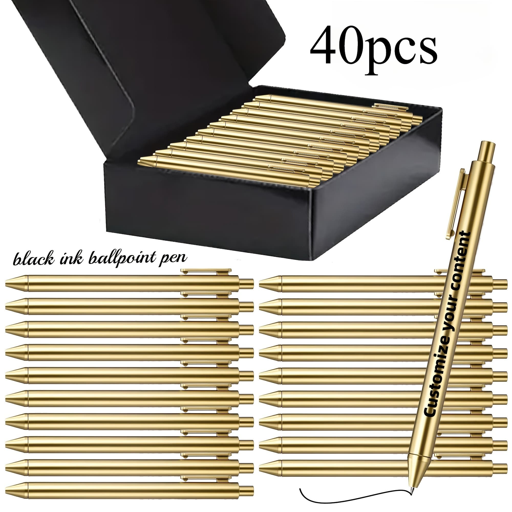 TEMU Customized 40-pack Luxury Ballpoint Pen Set, Retractable Black Ink In Bulk. Laser-engraved Text, Smooth Writing. Suitable For Weddings, Bridal Parties, Business Offices And Students.