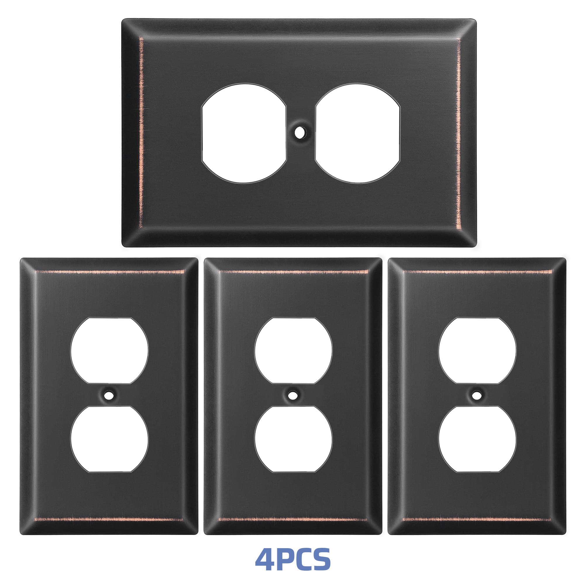 TEMU 4 Pack Vintage Metal Duplex Outlet Wall Plates, Durable Electric Socket Switch Cover For Home Indoor,