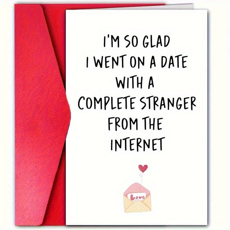 TEMU 's Day Greeting Card With Envelope- 4.7"" Funny Online Dating Message " To Date "- Heart Shape And Cupcake Design, Suitable For Online Meeting Couples, Couple Gifts