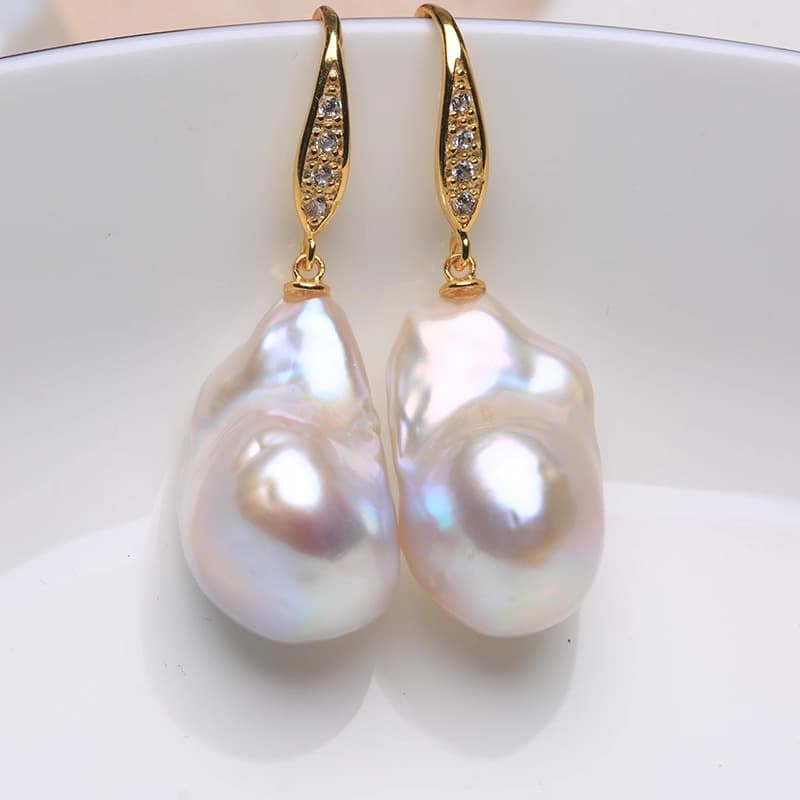 TEMU Natural Freshwater Colorful Balloon Shaped Luxury Charm Earhooks Natural Freshwater Baroque Women's Earrings Texture Local Gloss Earrings