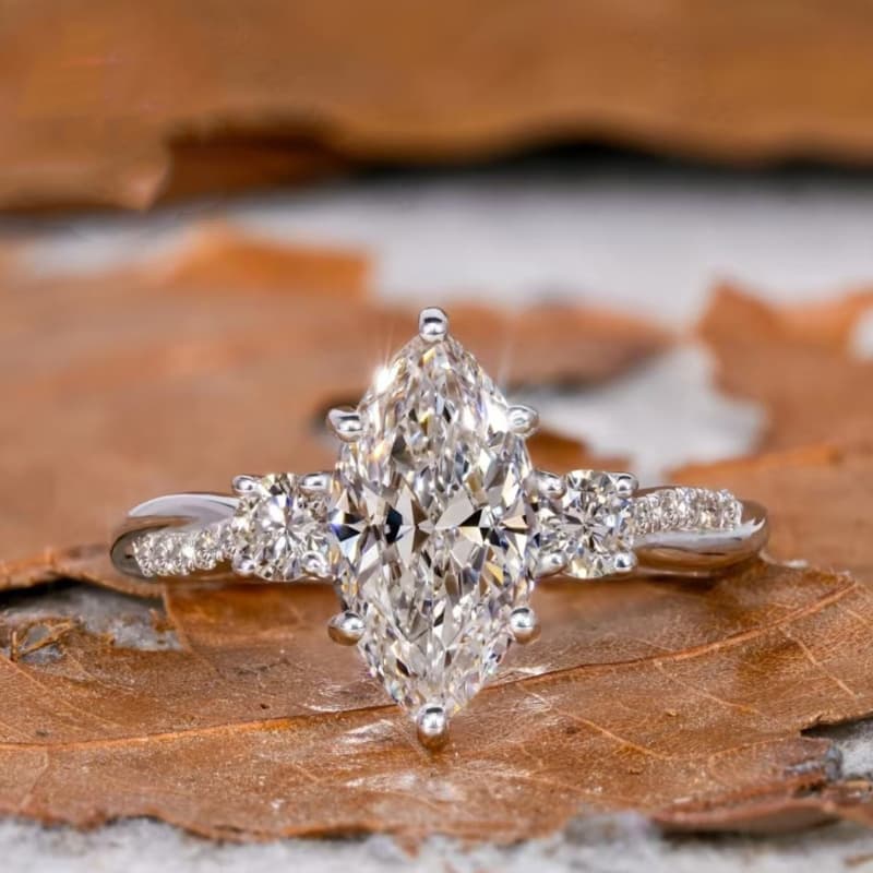 TEMU Exquisite 6 Prong Inlay Marquise Zirconia Engagement Ring For Women Wedding Engagement Banquet Party Vacation Daily Casual Elegant Jewelry Ring