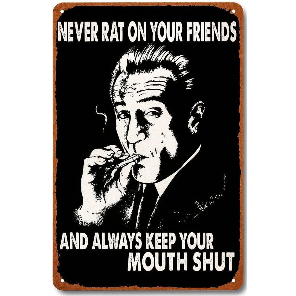 TEMU Vintage Never Rat On Your , Keep Your Mouth Shut Metal Sign – Retro Movie Wall Art For Home, Office, For Man Cave Or Bar – Classic Iron Wall-mounted Decor