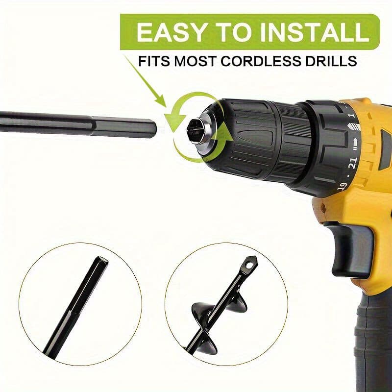 TEMU 1 Outdoor Garden Vegetable Planting Soil Drill Bit For Planting Flowers, Steel Drill Bit, Ground Drill Accessory, Portable Spiral Drill Bit