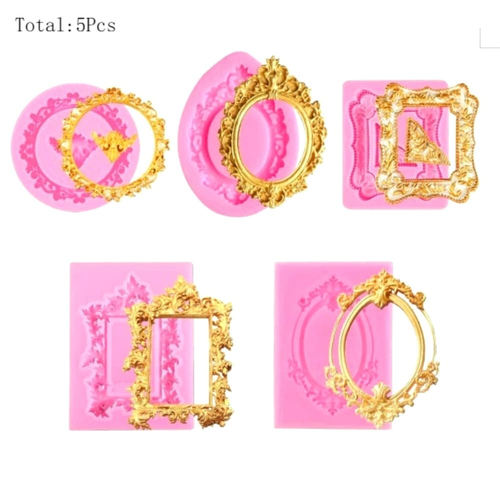 TEMU 5pcs/set Baroque-style Silicone Mold Picture , Suitable For Making, Decorative Photo Album, Gorgeous , Resin Liquid Ink