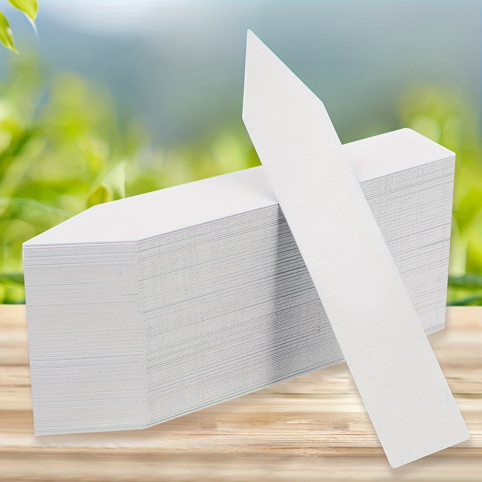 TEMU 200pcs White Plastic Waterproof Plant Tags- 1.97x 0.39inch Durable Garden Tags, Suitable Nursery Poles And Flower Pots, Reusable Outdoor Hanging Signs