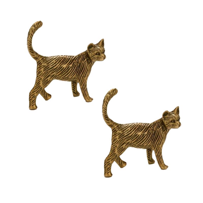 TEMU Brass Cat Statuettes | Handcrafted Metal Animal Figurines For Home Decor, Suitable For Living Room, Bedroom, Desk | Ideal For Holiday Gifts, , Desk Decor, Cat Decor, New Year, Christmas Ornaments