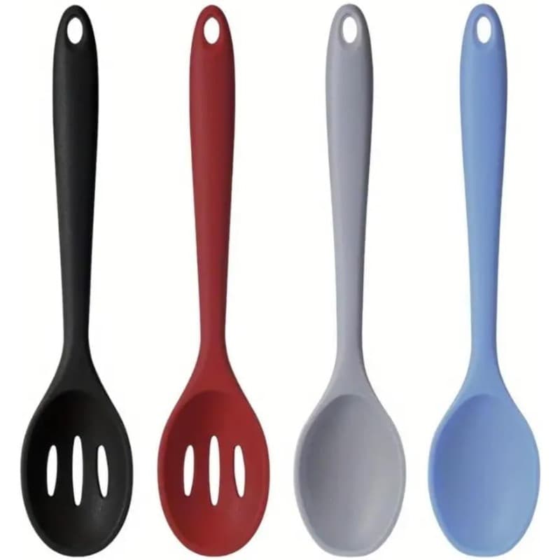 TEMU Silicone Cooking Spoons Set Food Grade Serving Spoon Nonstick Mixing Spoons Slotted Spoons Large Nonstick Heat Resistant Spoons For Kitchen Cooking Bake Stir High- Utensils