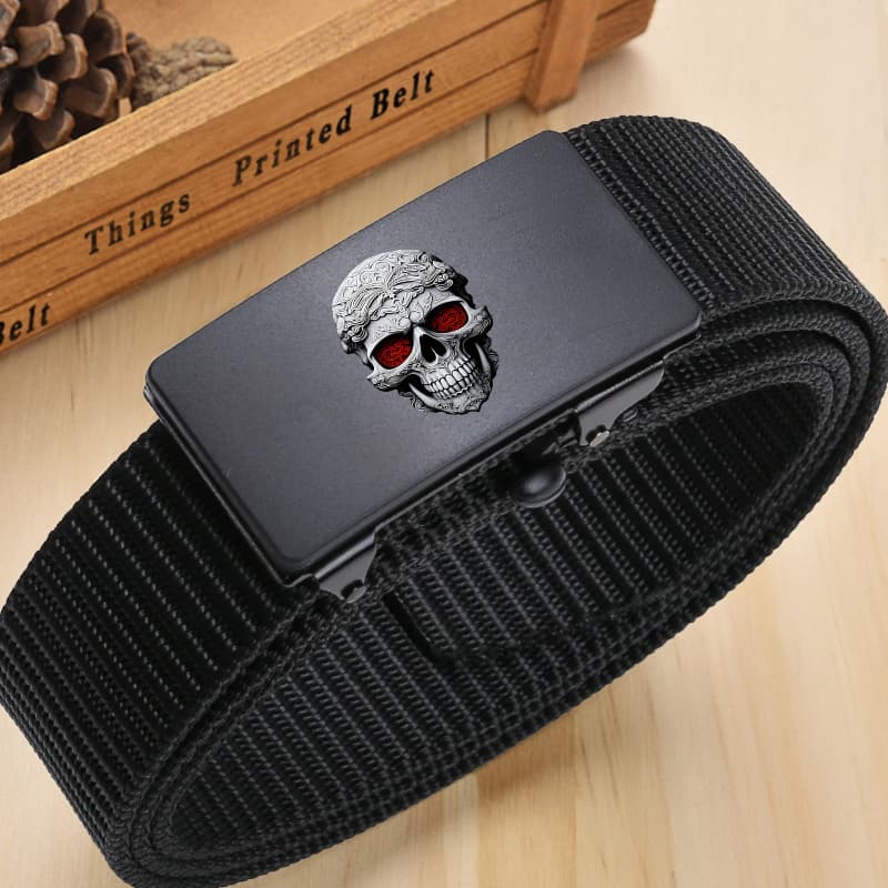 TEMU 1pc Skull Pattern Men's Automatic Belt Men's, Trendy Versatile Casual Belt, Belt - A Gift For Casual And Business Wearfather's Day Gifts