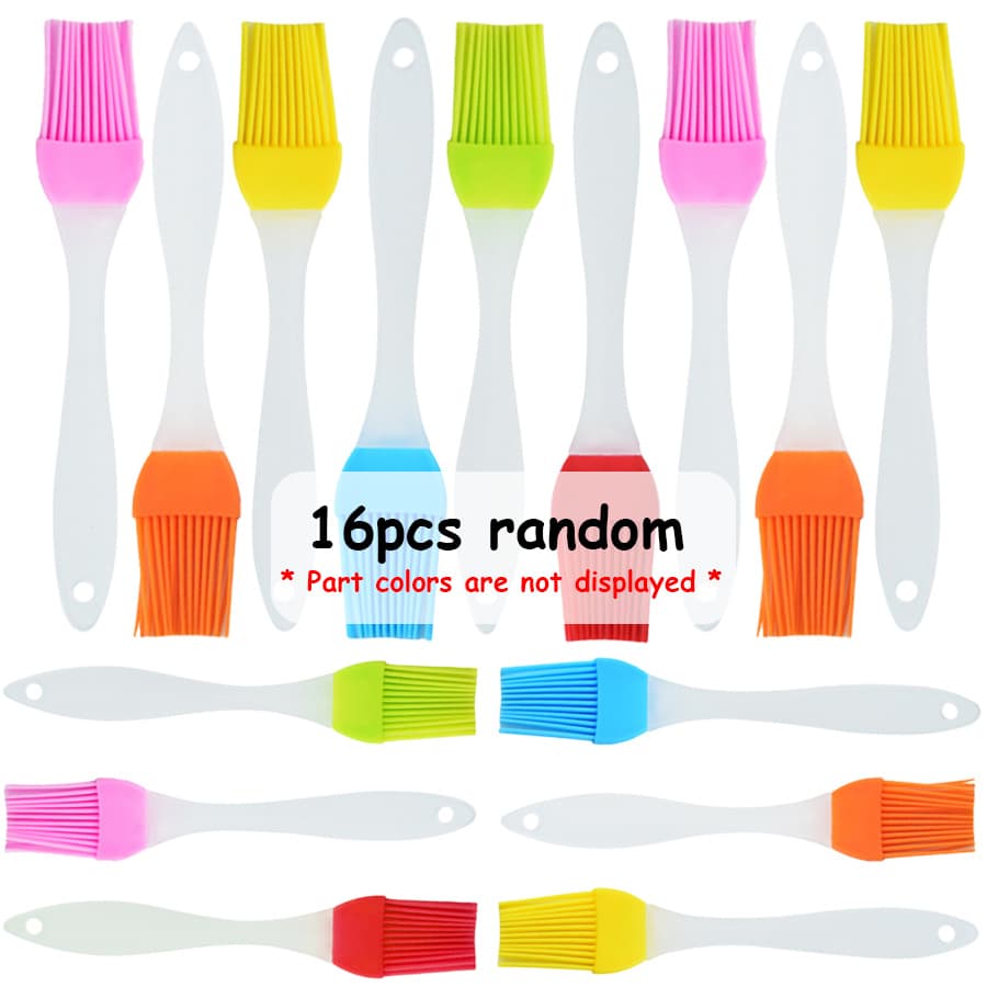 TEMU 16pcs Silicone Basting Brushes - Heat Resistant Pastry Brushes For Bbq, Grilling, Baking, Cooking - Silicone Brushes For Oil, Sauce, Marinade, Color Random Ship