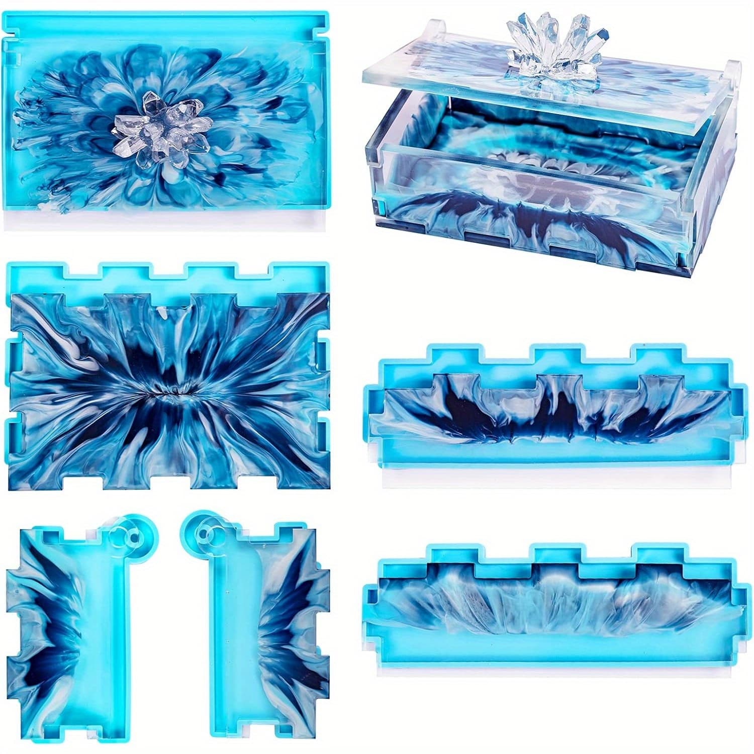 TEMU Resin Rectangle Box Mold, Epoxy Silicone Large Storage Container With Lid For Casting, Diy Organizer For Dominoes, Coffee Pods, Jewelry, Napkin, Candy, Cosmetics