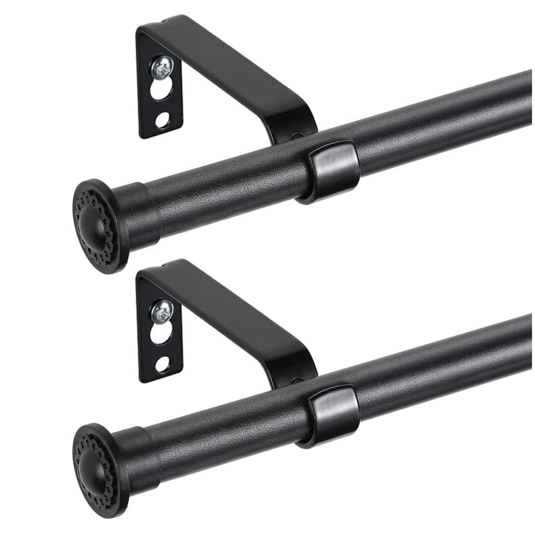 TEMU 2-pack Black Curtain Rods - Extends 28-78 Inches, Perfect For Dorms, Apartments & Spaces - Heavy Duty Metal Rod With Mounting Brackets - Sleek For Minimalist Style