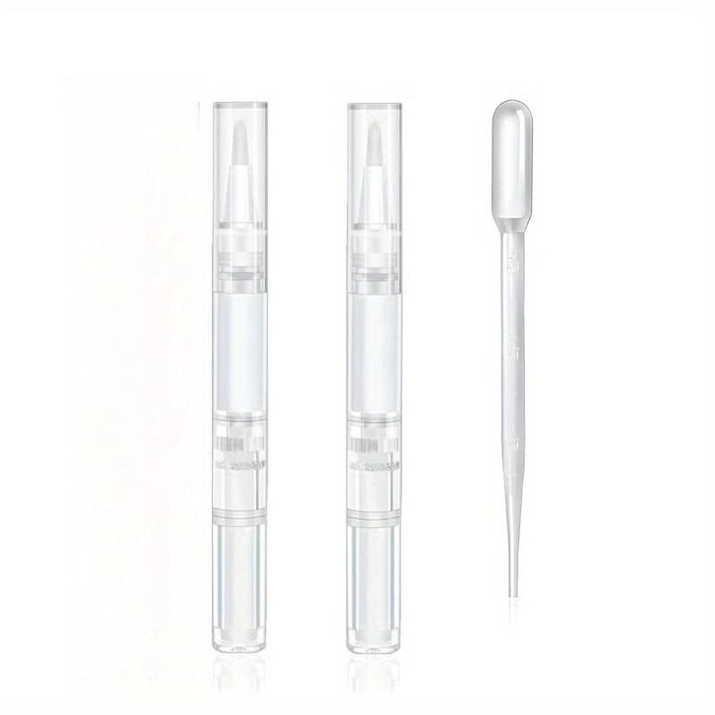 TEMU 2ml Empty Cuticle Oil Pen With Transfer Pipettes - Transparent Nail Oil Twist Pens With Brush Tip For Nail Oil, Eyelash Liquid, Cosmetic Lip Gloss Container Applicators