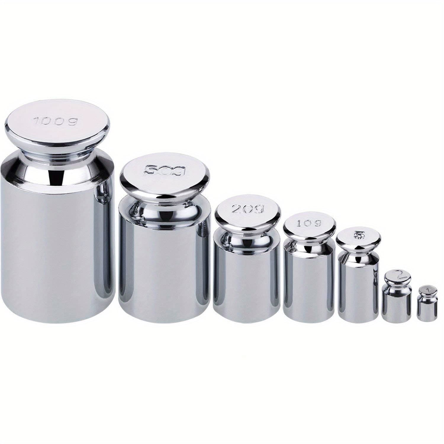 TEMU 7pcs Calibration Weights, Scale Weight Set 1g 2g 5g 10g 20g 50g 100g, Carbon Steel Small Weight For Digital Scale, Gram Scale Balance, Jewelry Scale (silvery)