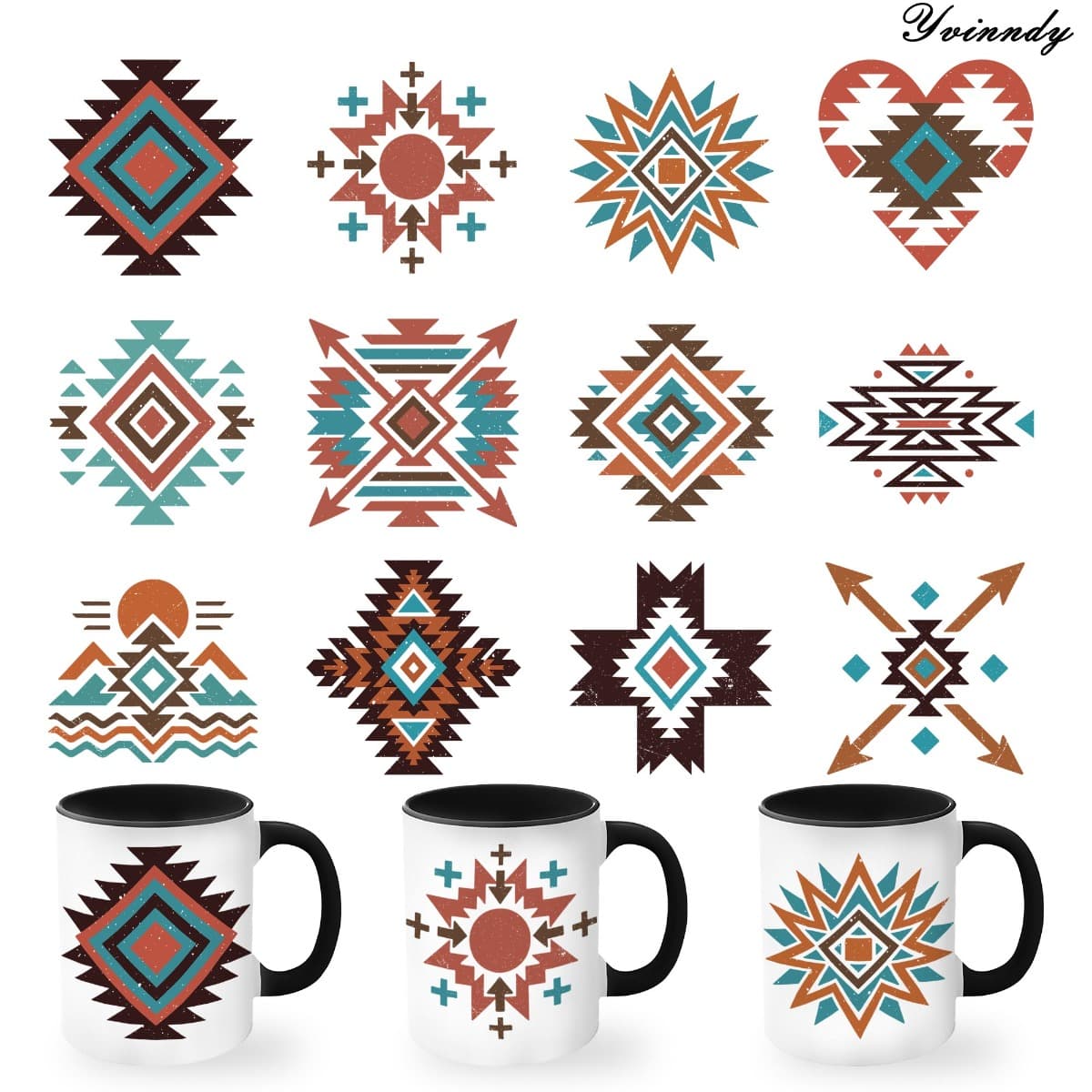 TEMU 12pcs/set Bohemian Diy Glass Jar Packaging Stickers Uv Dtf High Self-adhesive Transfer Paper Is Suitable For Decorating Cups And Bottles