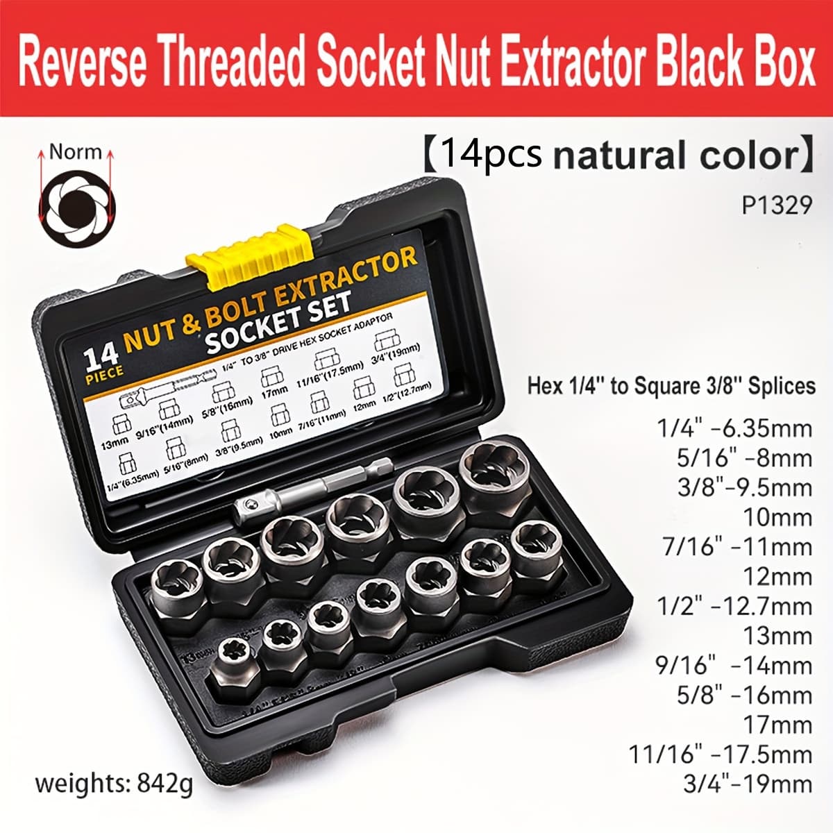 TEMU 14pcs Nut Extractor, Anti-tooth Sleeve, Sliding Tooth Sleeve, Screw Damaged Nut Screw Extractor