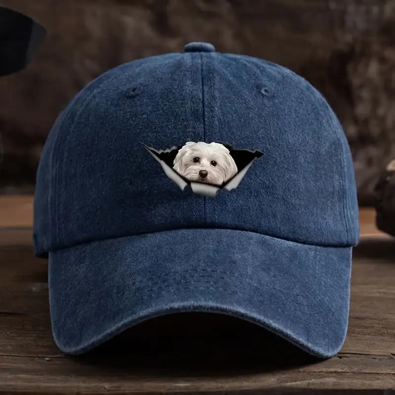 TEMU Fashion Distressed Greek Baseball - Adjustable Curved Brim, Machine Washable, Fashion Outdoor Casual